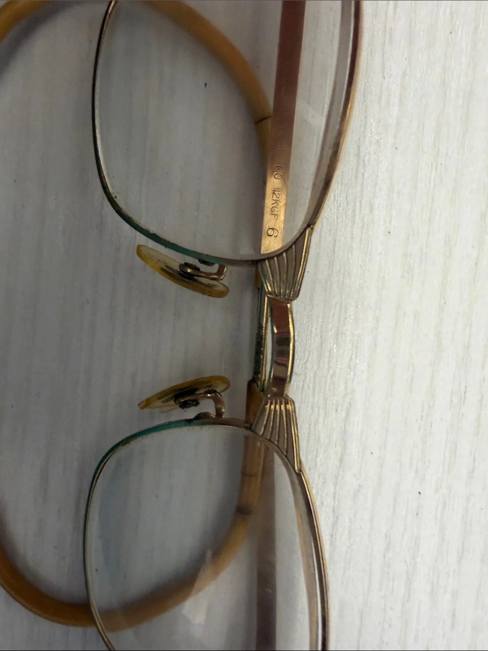 Vintage 12K Gold Filled Frame Eyeglasses with Amber Temple Tips